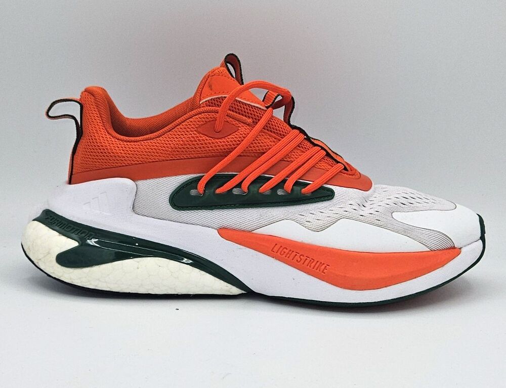 Adidas Alphaboost V1 Miami Hurricanes Men's 6.5 Orange Green Running Shoes